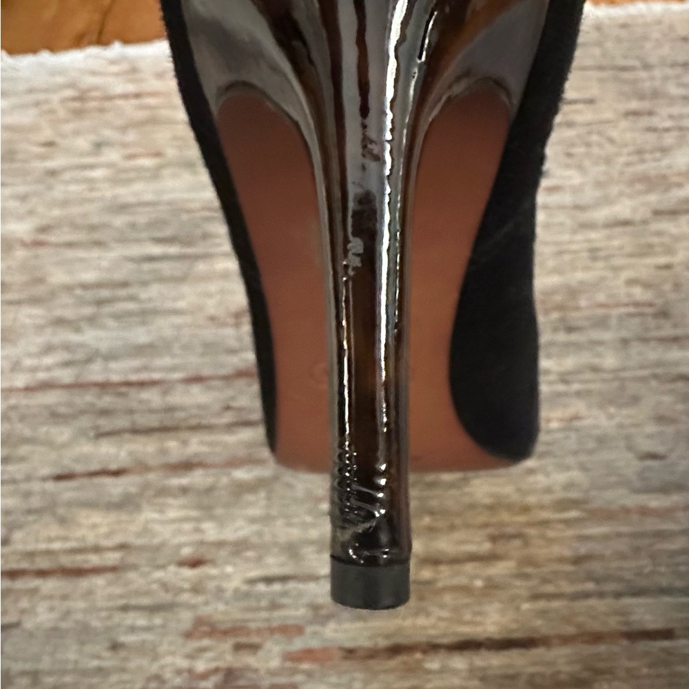 COACH Dovelyn Booties Black Suede Tortoise Spike Heel Pull On Shoes Womens 9B - Picture 5 of 12